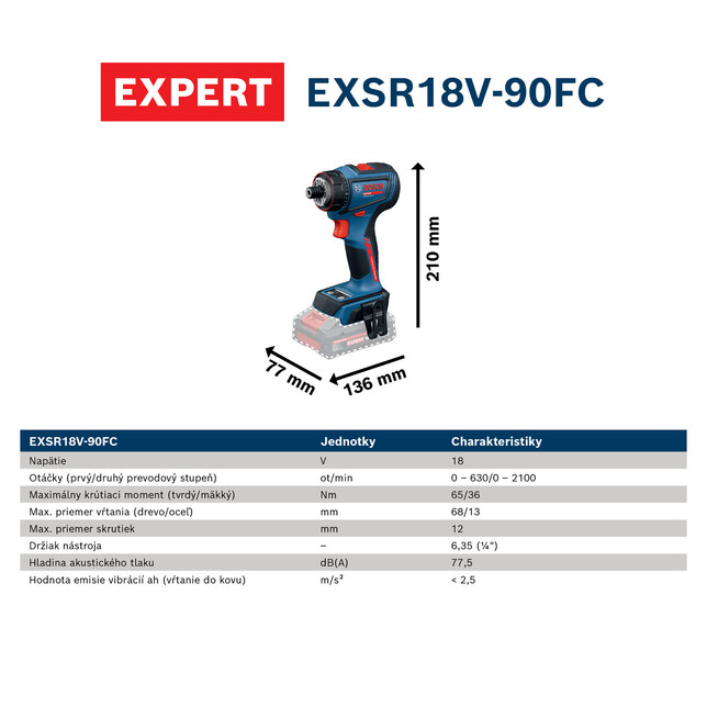 BOSCH EXPERT EXSR18V-90FC - Akumulátorový vŕtací skrutkovač sólo - 06019R2002