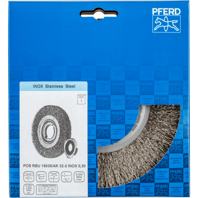 PFERD TOOLS Kolesové kefy POS RBU 18038/AK32-2 INOX 0,30