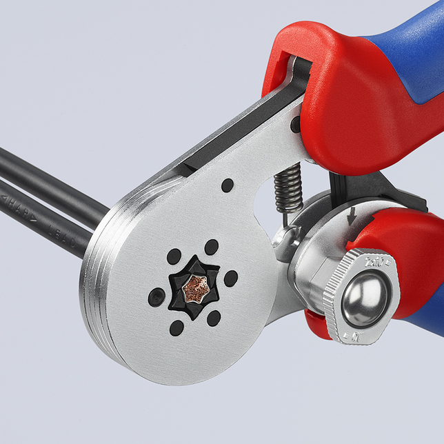 KNIPEX 97 55 14 SB Automatické lisovacie kliešte pre dutinky s bočným prístupom s multi-komponentným