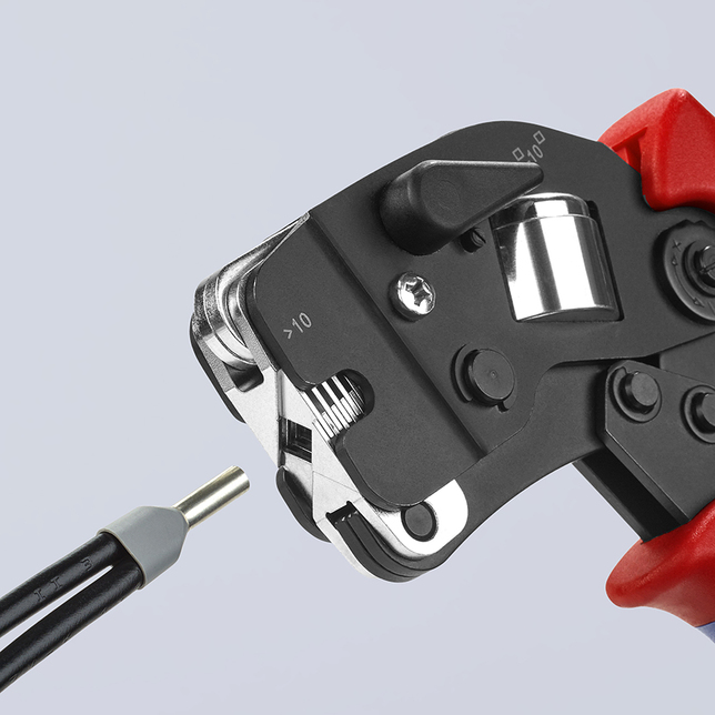 KNIPEX 97 53 09 SB Automatické lisovacie kliešte pre dutinky s predným vkladaním s multi-komponentný
