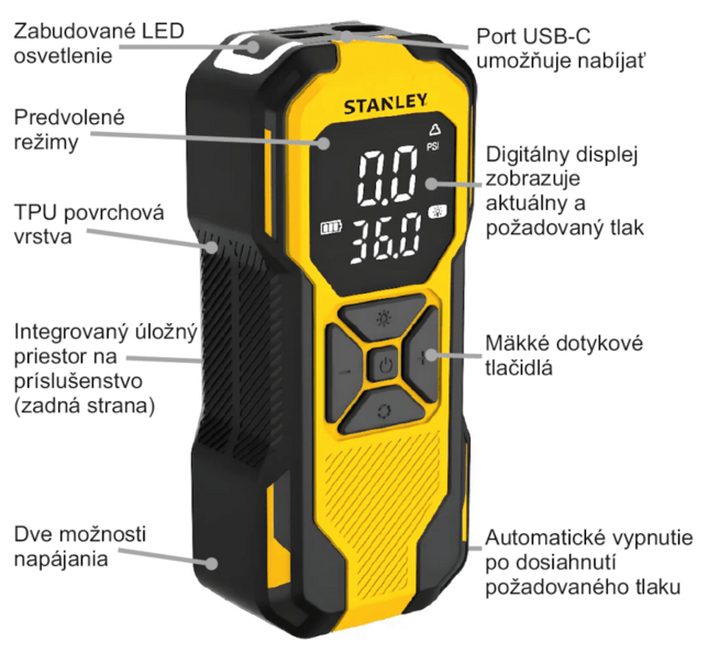 STANLEY Kompakt, vezeték nélküli kompresszor 11.1V / 2Ah SXIF0101