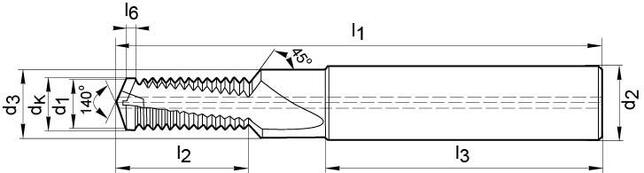 Bohrgewindefräser VHM DTMCSP TiCN Stopka HA vnútorné chladenie 2xD M12 GÜHRING