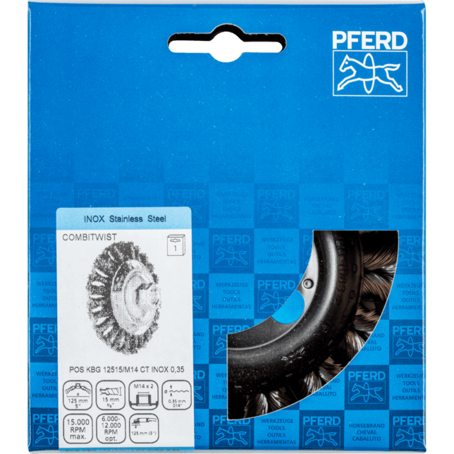 PFERD TOOLS Závitové fazetové kefy POS KBG 12515/M14 CT INOX 0,35