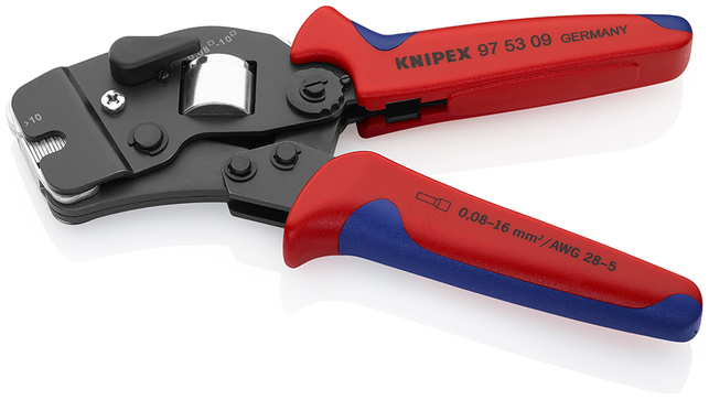 KNIPEX 97 53 09 SB Automatické lisovacie kliešte pre dutinky s predným vkladaním s multi-komponentný