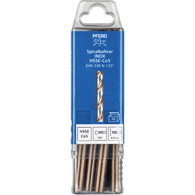 PFERD TOOLS Vrtacie a ponorné nástroje SPB DIN 338 HSSE N 8,0 INOX