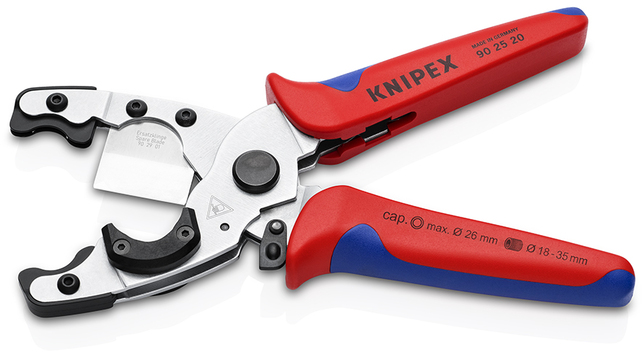 KNIPEX 90 25 20 Kliešte na rezanie rúr pre kompozitné trubky a ochranné trubky s multi-komponentnými
