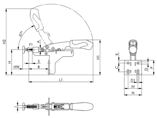 Upínka horizontálna M6x37 6873 v. 15 AMF